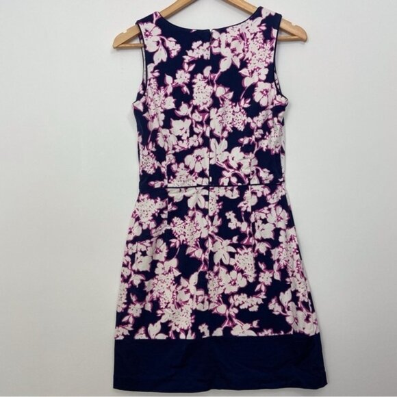 Tommy Hilfiger dress midi blue pink stretchy cotton blend pencil 2 flattering - Picture 2 of 12